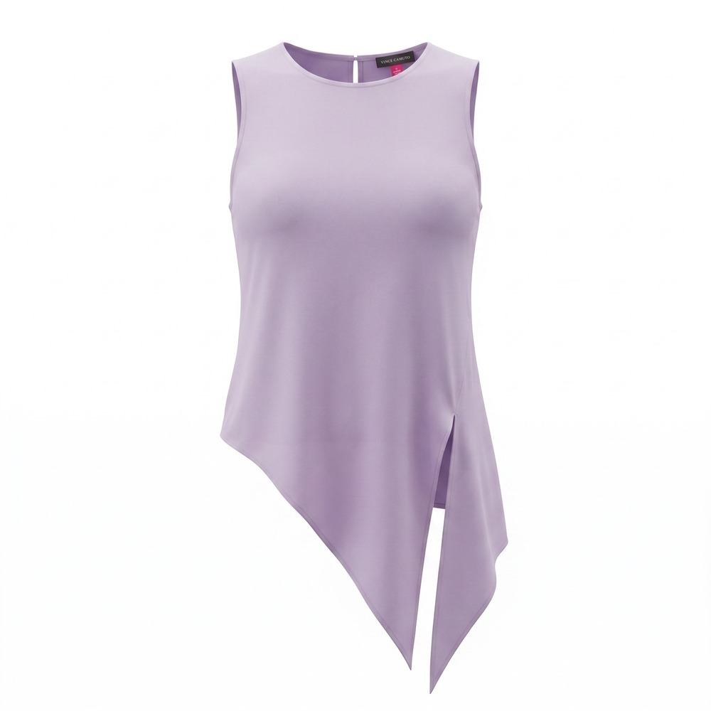 Vince Camuto‎ Asymmetrical Tie Hem Sleeveless Top S Wisteria Purple Modern Chic